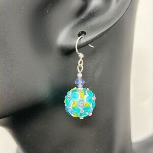 Costume jewelry flower glass earrings